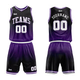 custom stripe gradient basketball suit for adults and kids  personalized jersey black-purple-white