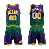 custom stripe gradient basketball suit for adults and kids  personalized jersey purple-green-yellow