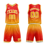 custom stripe gradient basketball suit for adults and kids  personalized jersey orange-yellow