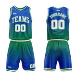 custom stripe gradient basketball suit for adults and kids  personalized jersey blue-green