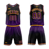 custom stripe gradient basketball suit for adults and kids  personalized jersey black-purple