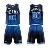 custom stripe gradient basketball suit for adults and kids  personalized jersey black-blue