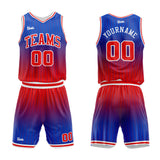 custom stripe gradient basketball suit for adults and kids  personalized jersey royal-red