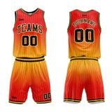 custom stripe gradient basketball suit for adults and kids  personalized jersey red-yellow