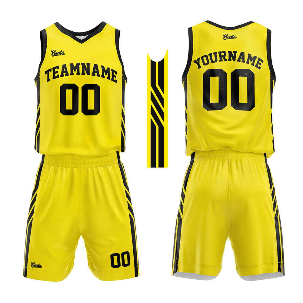 custom basketball suit for adults and kids  personalized jersey yellow