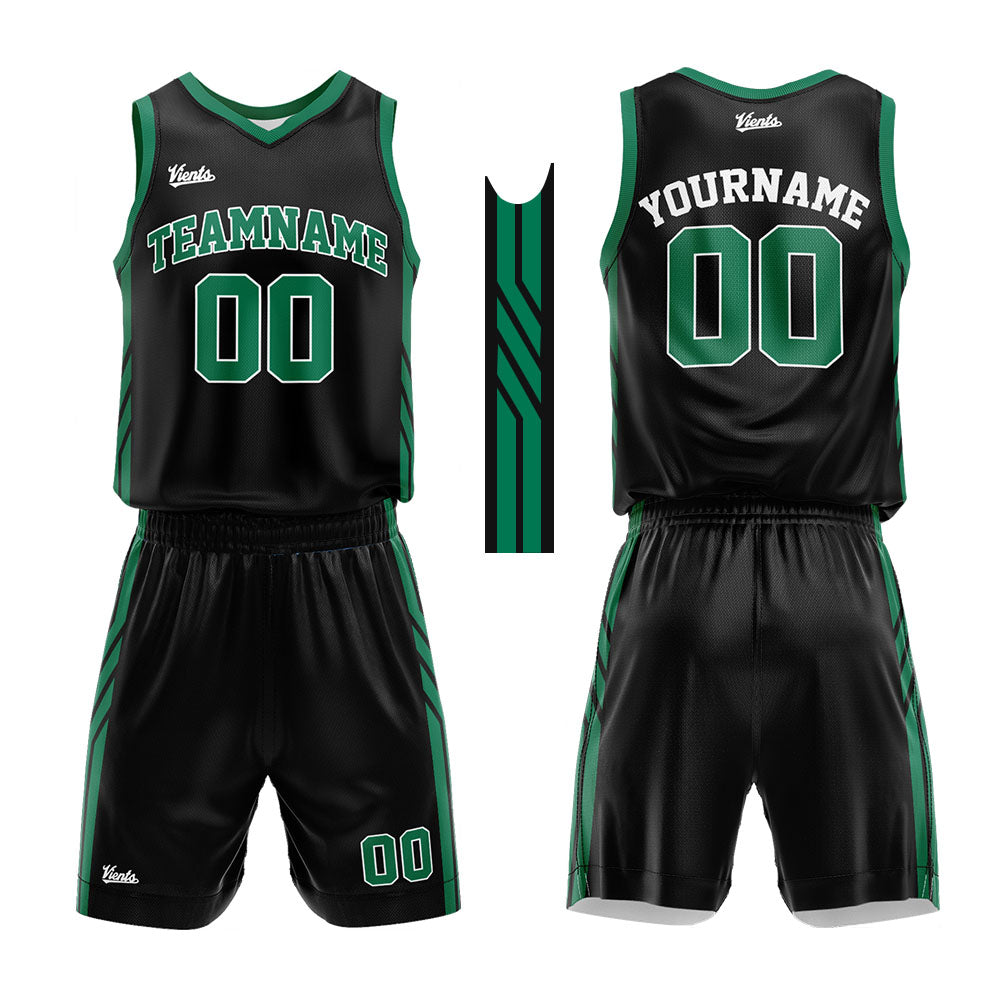 custom basketball suit for adults and kids  personalized jersey black-green