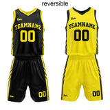 custom reversible basketball suit for adults and kids  personalized jersey black-yellow