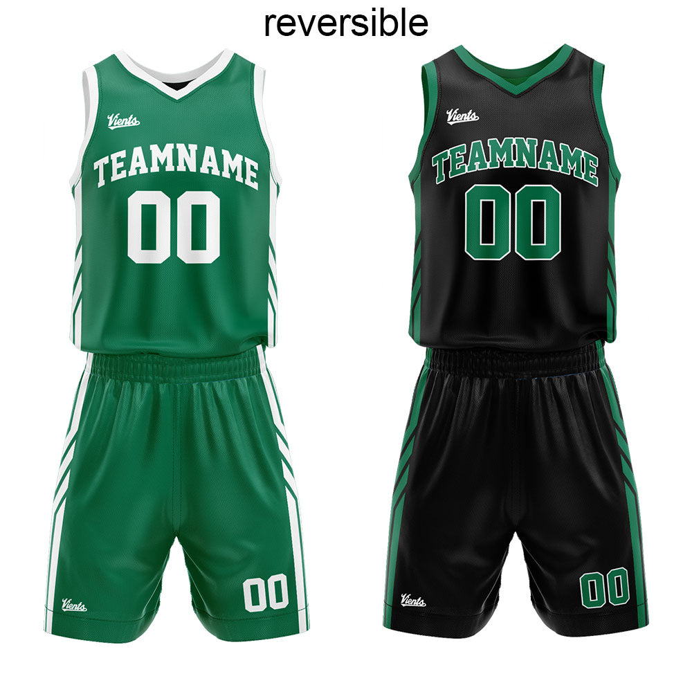 custom reversible basketball suit for adults and kids  personalized jersey green-black