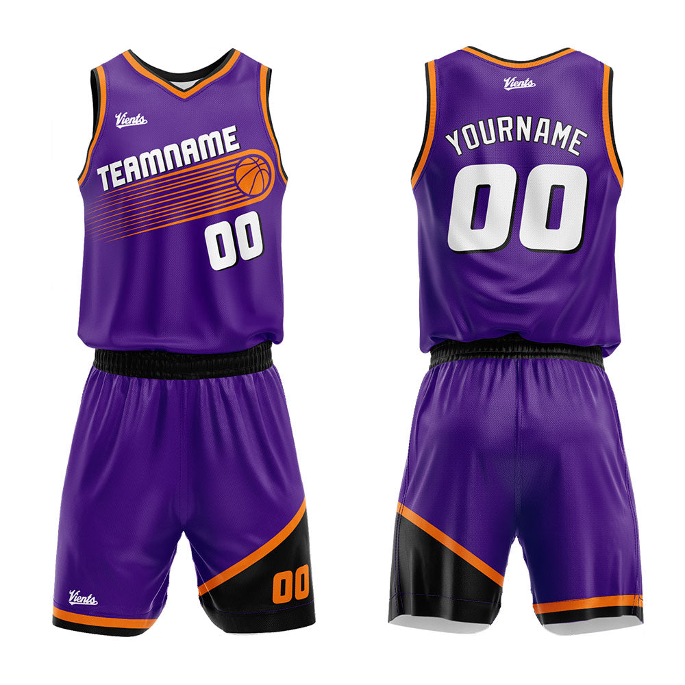 custom basketball suit kids adults personalized jersey purple