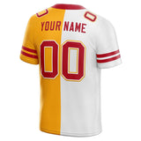 custom authentic split fashion football jersey yellow-white-red mesh