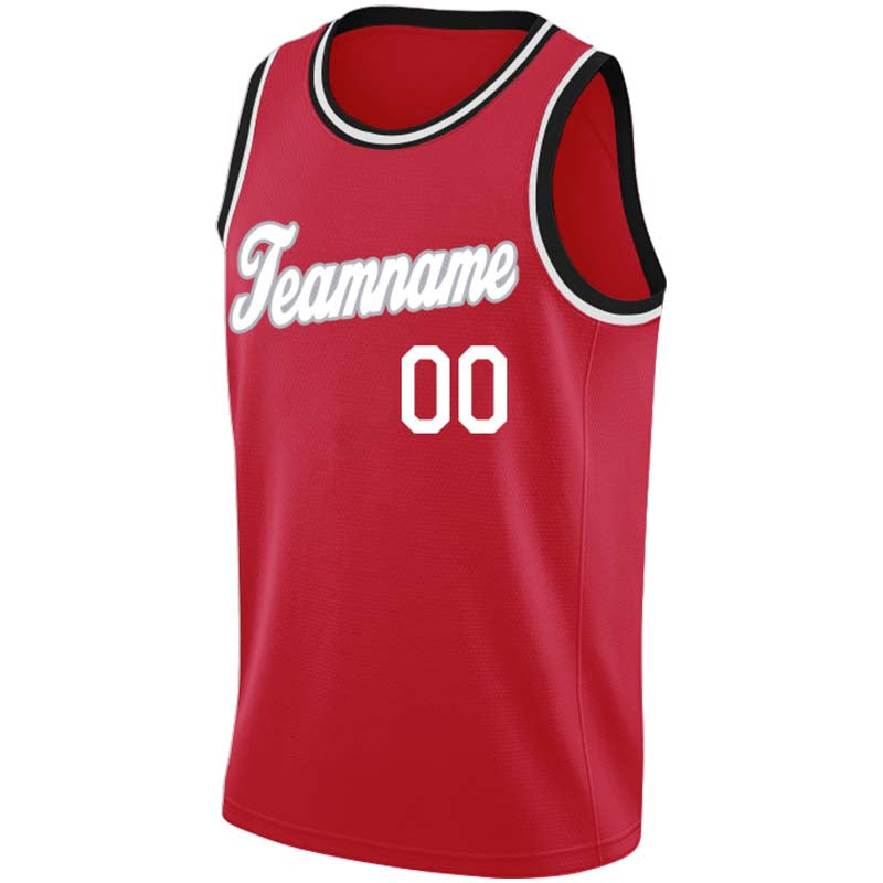 custom authentic  basketball jersey red-white-gray-black