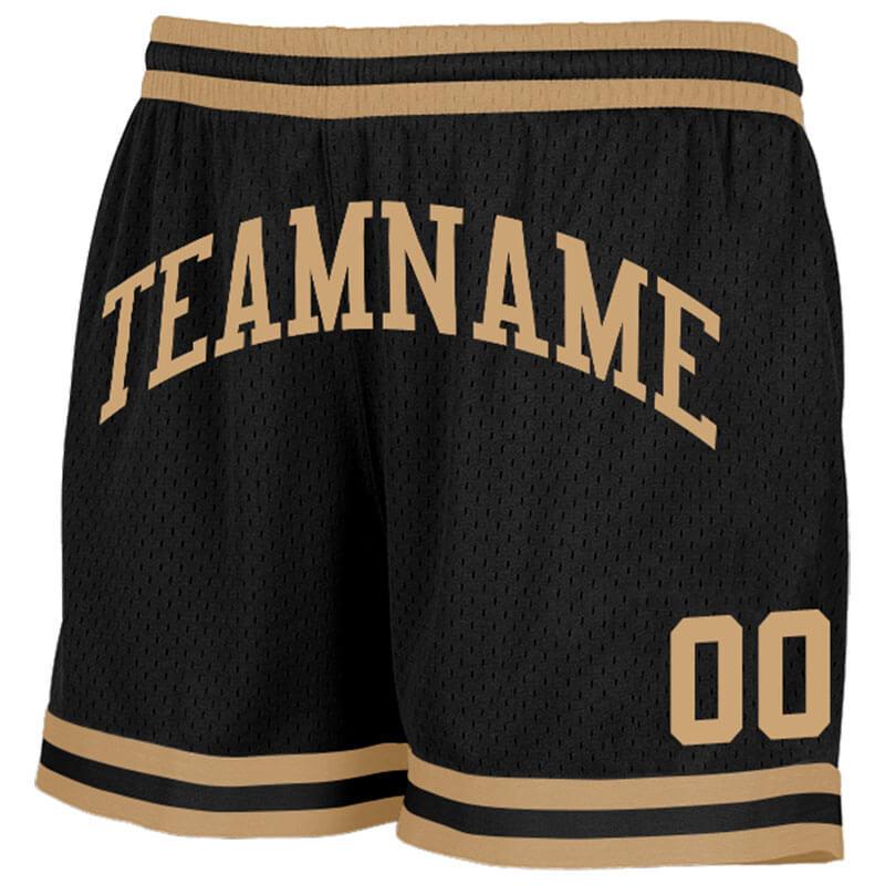custom black-gold authentic throwback basketball shorts
