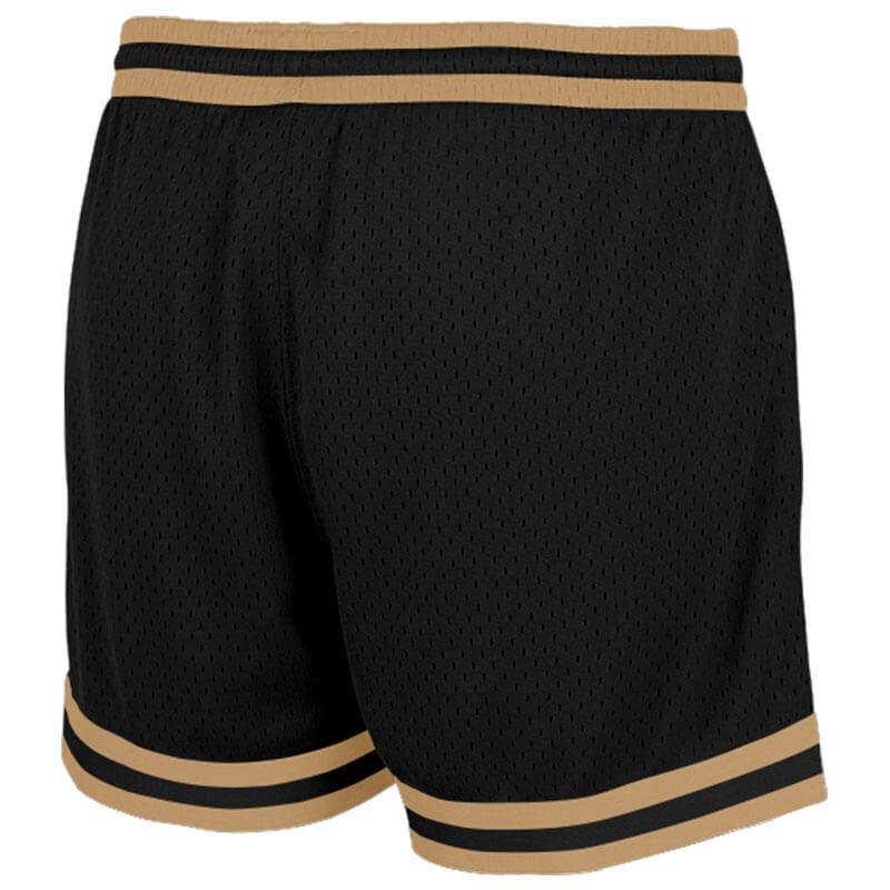 custom black-gold authentic throwback basketball shorts