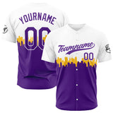 Custom Full Print Design Baseball Jersey purple-white