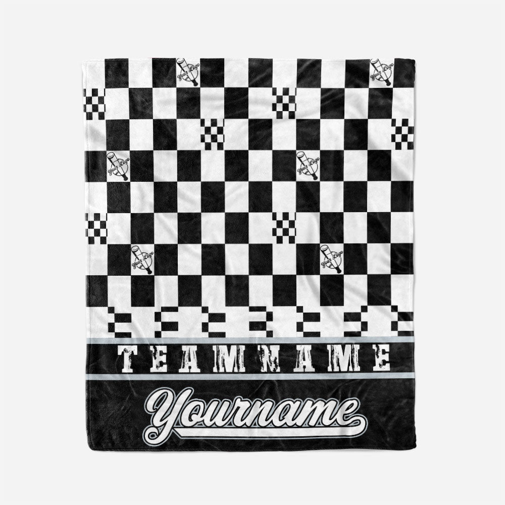 custom ultra-soft micro fleece blanket black-white