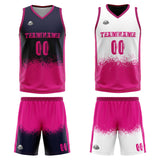 Custom Reversible Basketball Suit for Adults and Kids Personalized Jersey Navy-Hot Pink