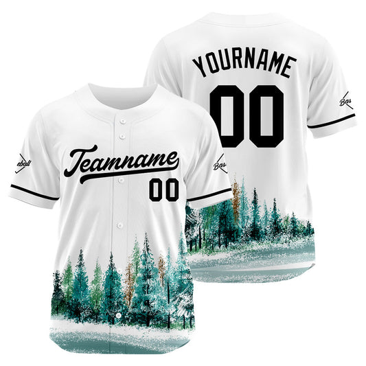 Custom Full Print Design Baseball Jersey white-green