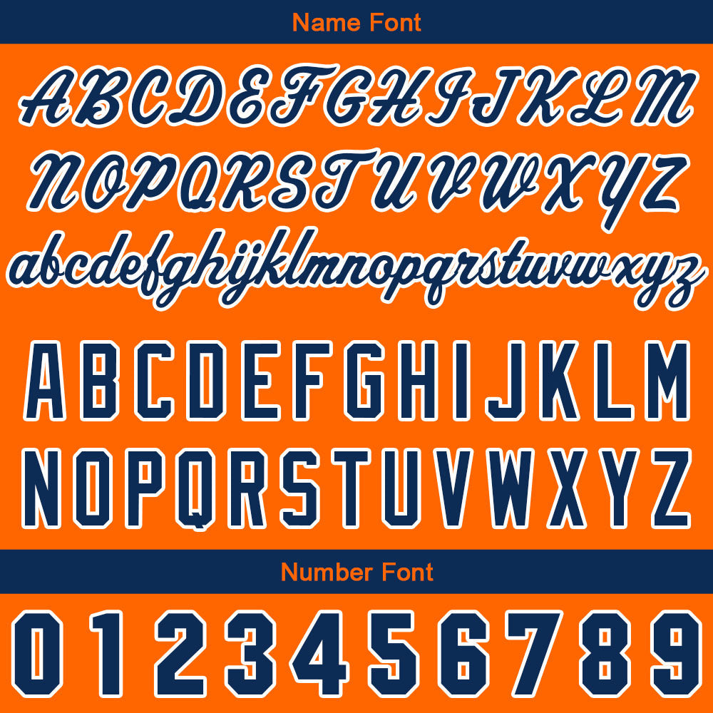 Custom Full Print Design Baseball Jersey navy-orange