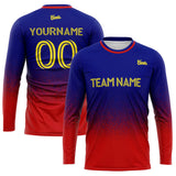 long sleeve basketball soccer football shooting shirt for adults and kids blue-red