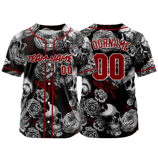 Custom Baseball Jersey Personalized Baseball Shirt for Men Women Kids Youth Teams Stitched and Print Grey&Red