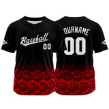 Custom Full Print Design Baseball Jersey rose-red