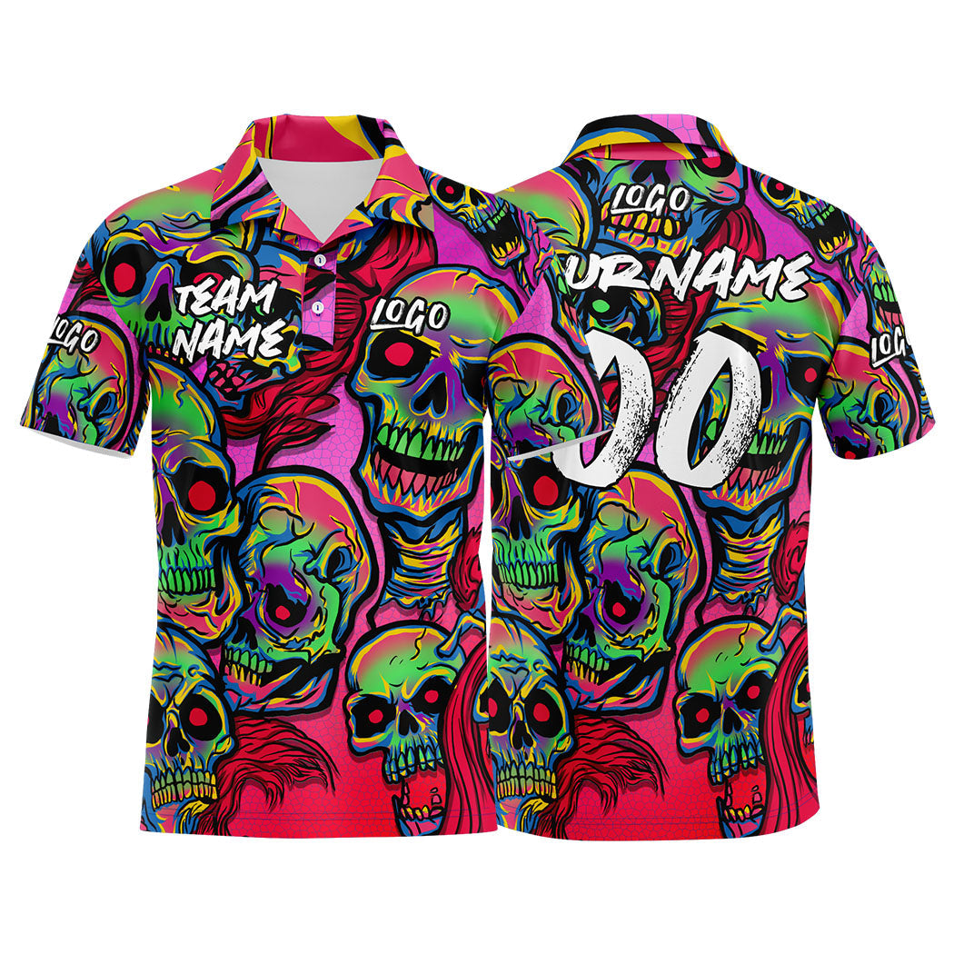 Custom Football Polo Shirts  Add Your Unique Logo/Name/Number Pink&Green