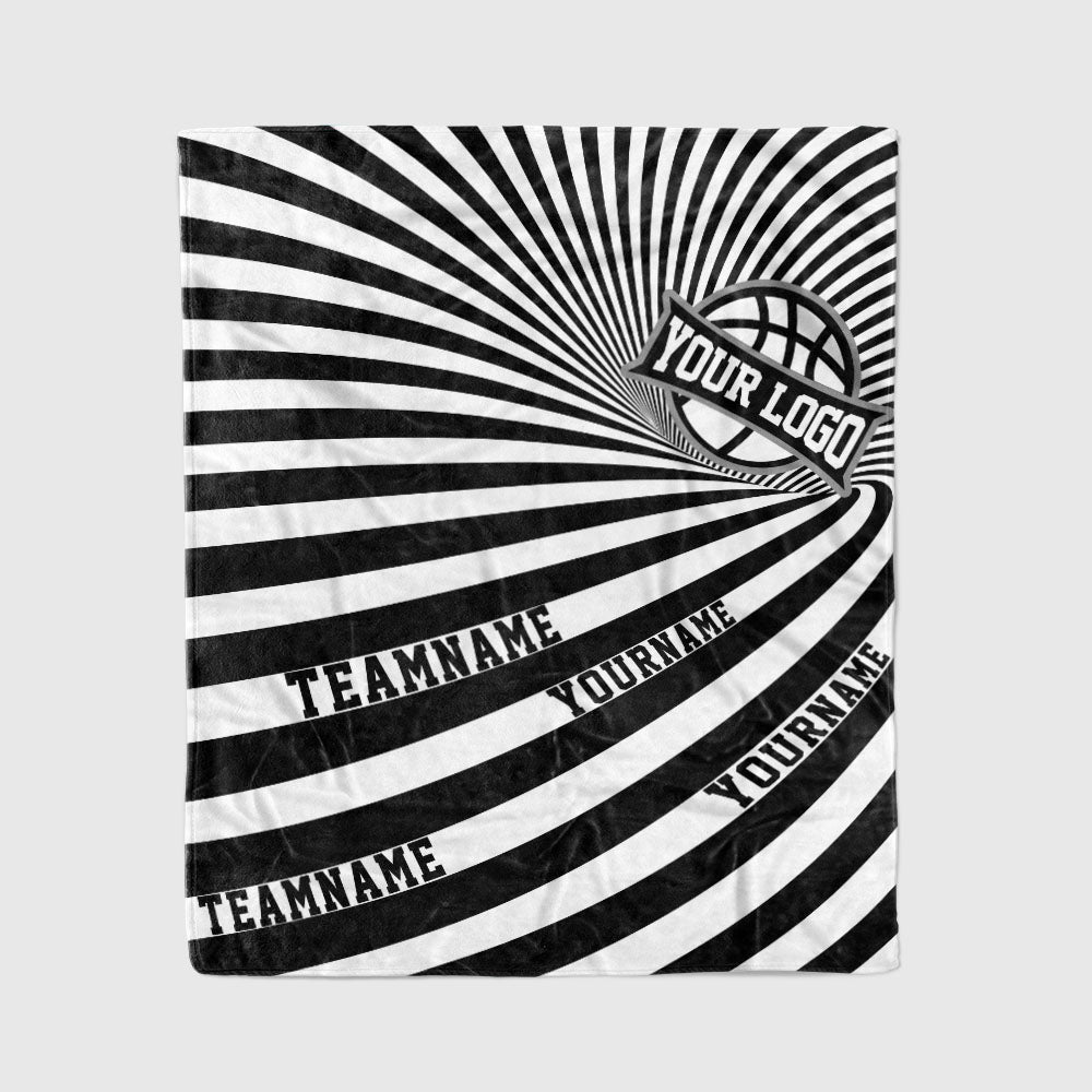 custom ultra-soft micro fleece blanket black-white