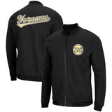 Custom Long Sleeve Windbreaker Jackets Uniform Printed Your Logo Name Number Black-Gold-White