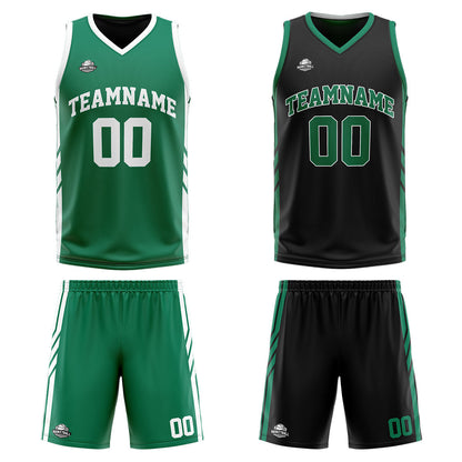 Custom Reversible Basketball Suit for Adults and Kids Personalized Jersey Green-Black