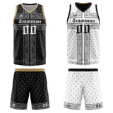 Custom Reversible Basketball Suit for Adults and Kids Personalized Jersey Black-White