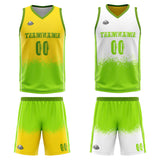 Custom Reversible Basketball Suit for Adults and Kids Personalized Jersey White-Neon Green