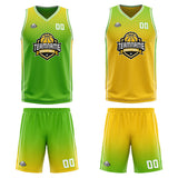 Custom Reversible Basketball Suit for Adults and Kids Personalized Jersey Green-Yellow