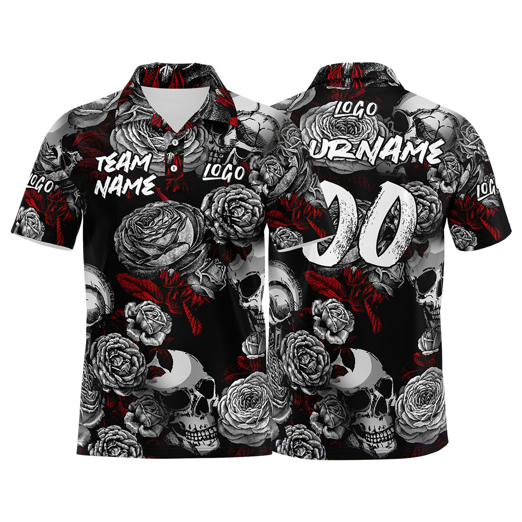 Custom Football Polo Shirts  Add Your Unique Logo/Name/Number Grey&Red