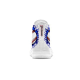 custom high top canvas shoes white-blue-red