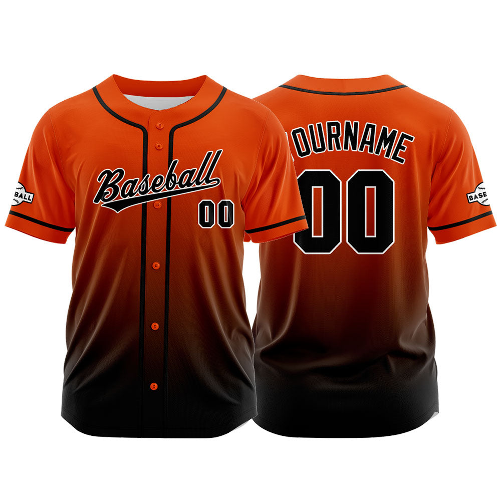 Custom Full Print Design Baseball Jersey black-orange