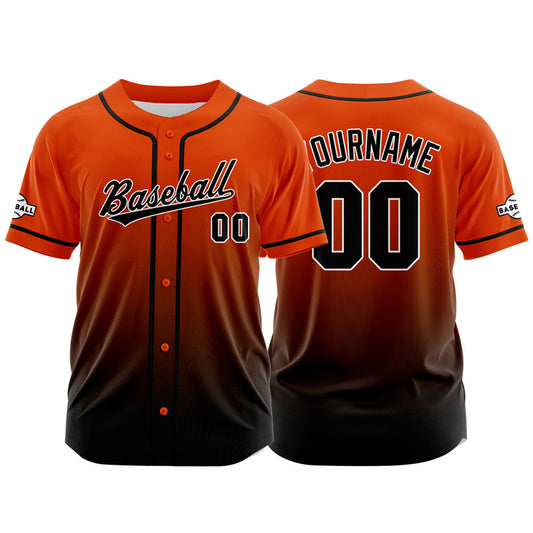 Custom Full Print Design Baseball Jersey black-orange