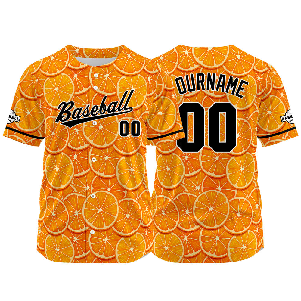 Custom Full Print Design Baseball Jersey orange