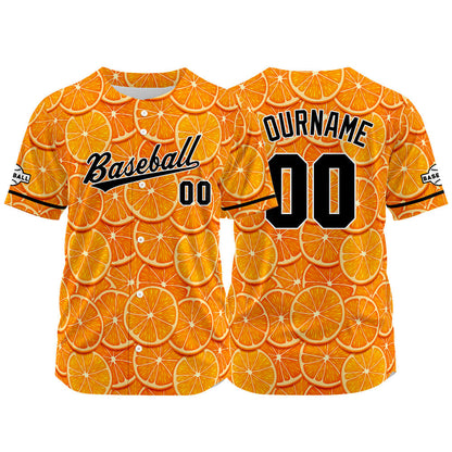 Custom Full Print Design Baseball Jersey orange