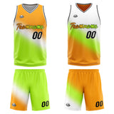 Custom Reversible Basketball Suit for Adults and Kids Personalized Jersey White-Green-Yellow
