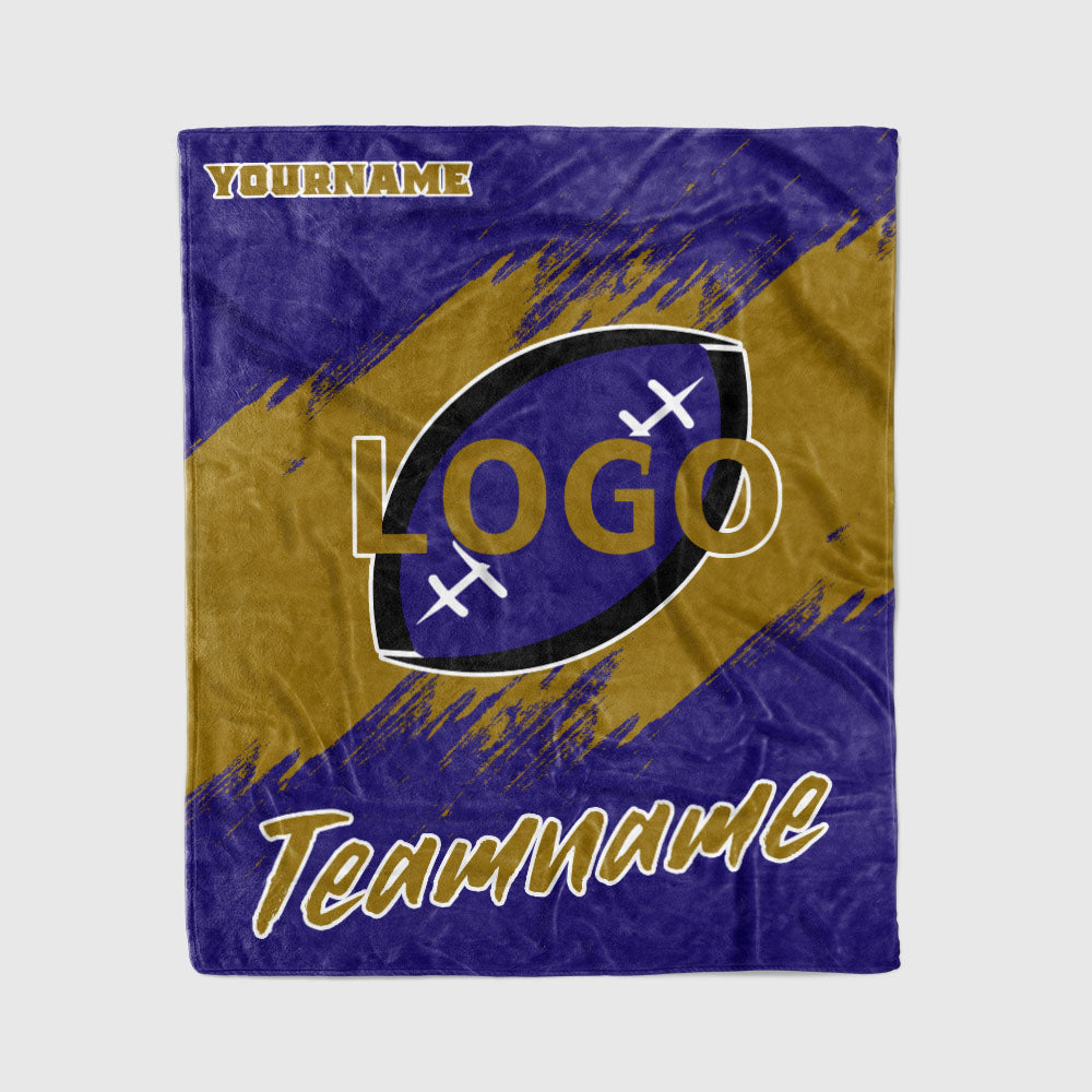 custom ultra-soft micro fleece blanket purple-gold