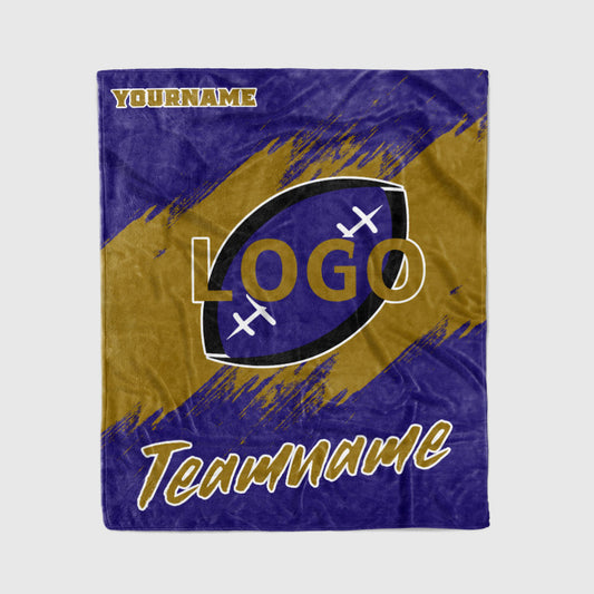 custom ultra-soft micro fleece blanket purple-gold
