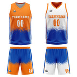 Custom Reversible Basketball Suit for Adults and Kids Personalized Jersey Orange-Blue