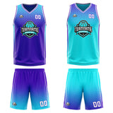 Custom Reversible Basketball Suit for Adults and Kids Personalized Jersey Purple-Light Blue