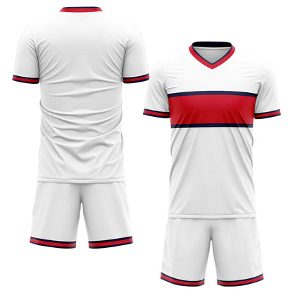 custom soccer set jersey kids adults personalized soccer white-red