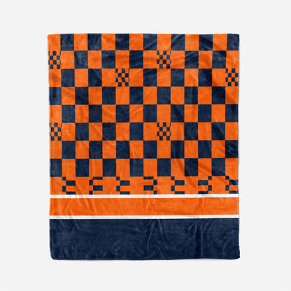 custom ultra-soft micro fleece blanket navy-orange