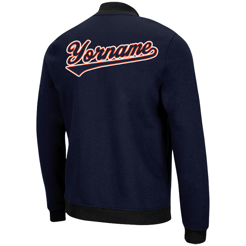 Custom Long Sleeve Windbreaker Jackets Uniform Printed Your Logo Name Number Navy-Orange-White