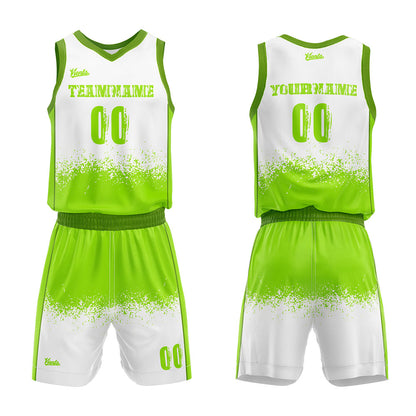 custom mottled basketball suit kids adults personalized jersey green-white