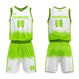 custom mottled basketball suit kids adults personalized jersey green-white