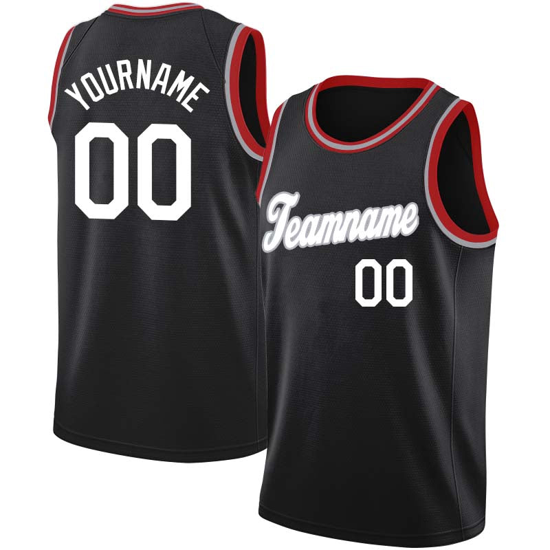 custom authentic  basketball jersey red-white-gray-black