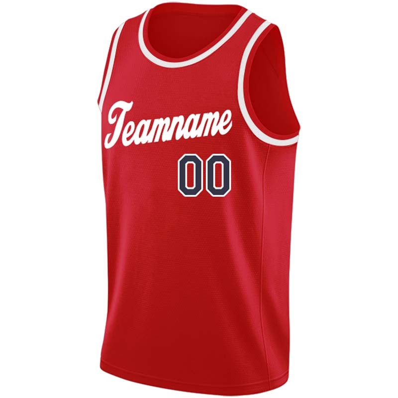 custom authentic  basketball jersey red white-navy